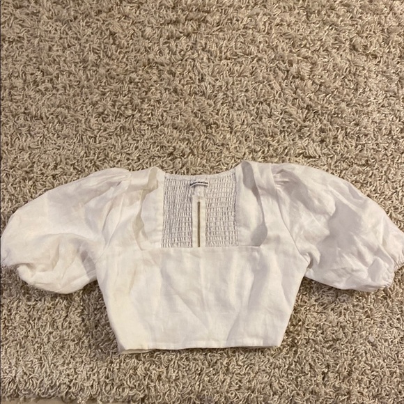 Reformation White Puff Sleeve Crop Top size 2 new - Picture 4 of 7